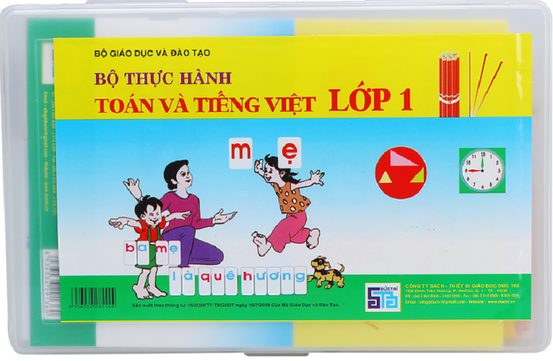 Bộ dụng cụ học toán và tiếng Việt lớp 1. (Ảnh: Sưu tầm Internet)